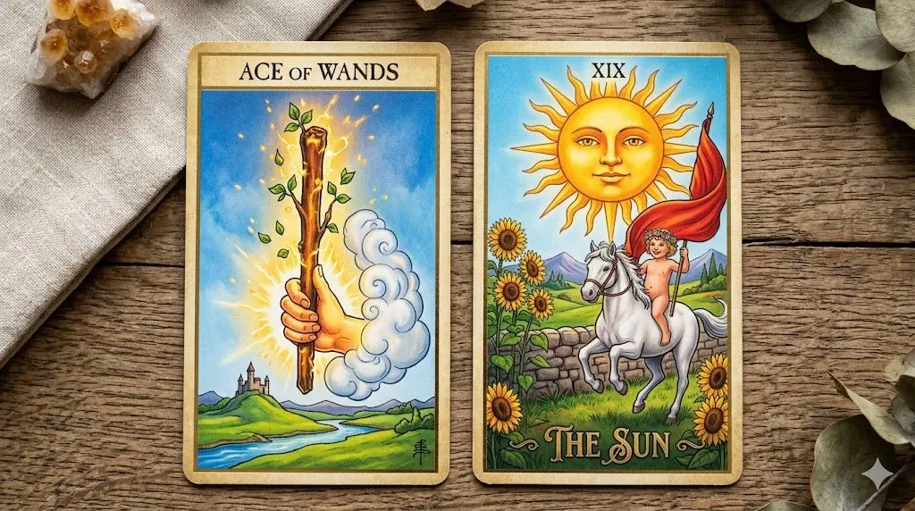 Ace of Wands and The Sun: