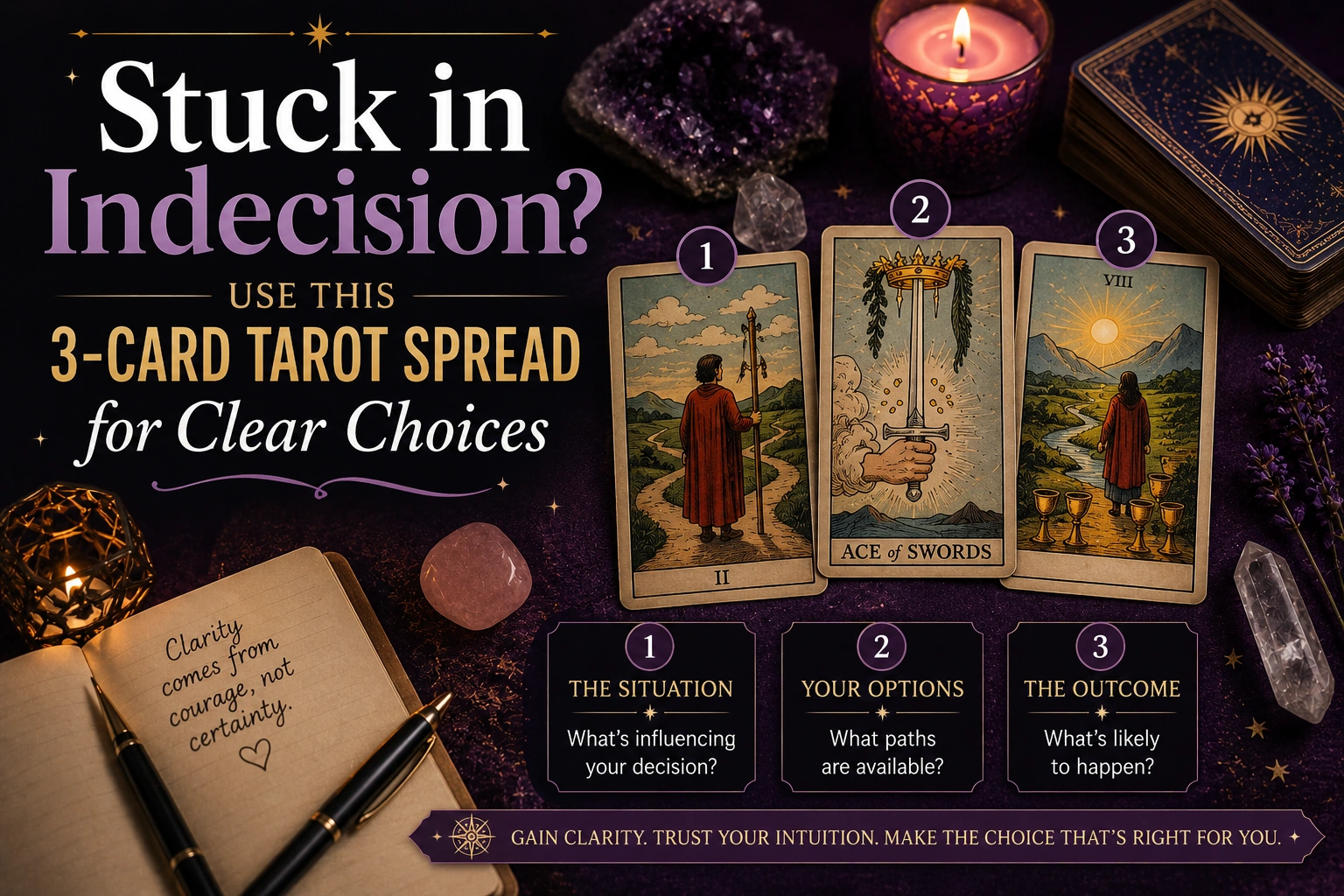 Use This 3-Card Tarot Spread for Clear Choices: Tarot for decision making